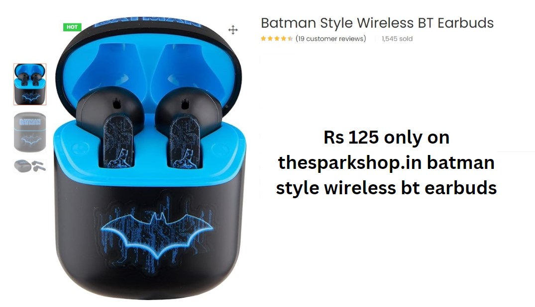 Rs 125 Only on TheSparkShop.in Batman Style Wireless BT Earbuds